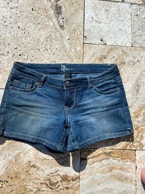 Celebrity Pink Distressed Dark Blue Denim Shorts